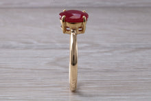 Load image into Gallery viewer, 3 carat Round cut Ruby set Yellow Gold Solitaire