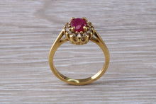 Load image into Gallery viewer, Traditional Ruby and Diamond Cluster Ring
