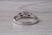 Load image into Gallery viewer, Round Diamond and Teardrop cut Ruby Trilogy Ring