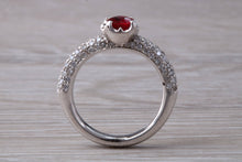 Load image into Gallery viewer, Very Dressy Blood red Ruby and with Diamond Encrusted Ring