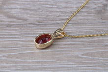 Load image into Gallery viewer, Oval cut Ruby set Yellow Gold Solitaire Necklace