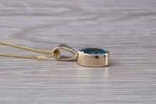 Load image into Gallery viewer, Swiss Blue Topaz set Yellow Gold Necklace