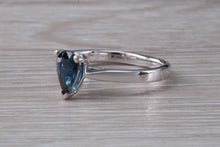 Load image into Gallery viewer, Pear Drop cut Blue Sapphire Platinum Solitaire