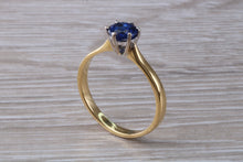 Load image into Gallery viewer, Natural Iolite Gemstone Solitaire Ring. 18ct Yellow and White Gold. Ideal birthday or Anniversary Gift, Promise,Dress or Statement Ring.
