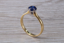 Load image into Gallery viewer, Natural Iolite Gemstone Solitaire Ring. 18ct Yellow and White Gold. Ideal birthday or Anniversary Gift, Promise,Dress or Statement Ring.