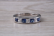 Load image into Gallery viewer, Traditional Blue Sapphire and Diamond set Eternity Ring