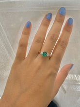 Load image into Gallery viewer, One carat Emerald and Diamond Trilogy Ring set in 18ct Yellow Gold