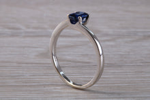 Load image into Gallery viewer, Emerald cut Royal Blue Sapphire set Twist Shank Ring