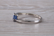 Load image into Gallery viewer, Emerald cut Royal Blue Sapphire set Twist Shank Ring