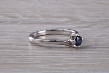 Load image into Gallery viewer, Beautiful Royal Blue Sapphire set Twist Shank 18ct White Gold Ring