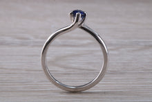 Load image into Gallery viewer, Beautiful Royal Blue Sapphire set Twist Shank 18ct White Gold Ring