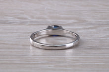 Load image into Gallery viewer, Half carat Oval cut Blue Sapphire set 18ct White Gold Ring
