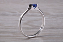 Load image into Gallery viewer, Half carat Oval cut Blue Sapphire set 18ct White Gold Ring