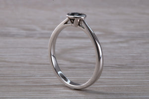 Beautiful Royal Blue Sapphire Rub Over set in 18ct White Gold Solitaire