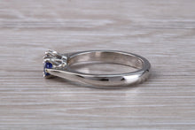 Load image into Gallery viewer, Two Very Sparkly Royal Blue Sapphires set Platinum Ring