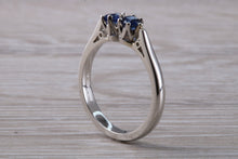 Load image into Gallery viewer, Two Very Sparkly Royal Blue Sapphires set Platinum Ring