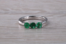 Load image into Gallery viewer, Emerald Trilogy set Platinum Ring