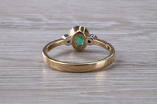 Load image into Gallery viewer, Emerald and Diamond Trilogy Ring. Very Smooth Setting