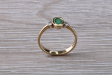 Load image into Gallery viewer, Emerald and Diamond Trilogy Ring. Very Smooth Setting