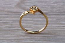 Load image into Gallery viewer, Cross Over Diamond set 18ct Yellow Gold Ring