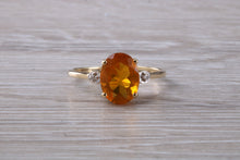 Load image into Gallery viewer, American Fire Opal and Diamond set Yellow Gold Ring