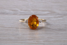 Load image into Gallery viewer, American Fire Opal and Diamond set Yellow Gold Ring