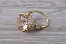 Load image into Gallery viewer, Large Heart Shape 3.89ct Morganite and Diamond set Yellow Gold Ring