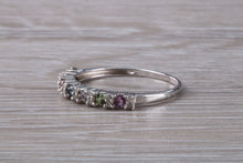Load image into Gallery viewer, Multi Gemstone Rainbow Eternity White Gold Ring