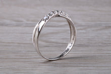 Load image into Gallery viewer, 9ct White Gold C Z set Crossover Ring