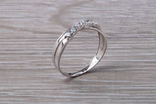 Load image into Gallery viewer, 9ct White Gold C Z set Crossover Ring