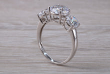 Load image into Gallery viewer, Two carat Diamond White C Z set White Gold Trilogy Ring
