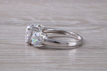 Load image into Gallery viewer, Two carat Diamond White C Z set White Gold Trilogy Ring