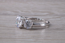 Load image into Gallery viewer, Two carat Diamond White C Z set White Gold Trilogy Ring