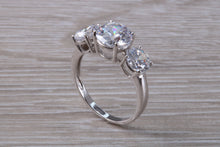Load image into Gallery viewer, Two carat Diamond White C Z set White Gold Trilogy Ring