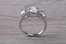 Load image into Gallery viewer, Two carat Diamond White C Z set White Gold Trilogy Ring