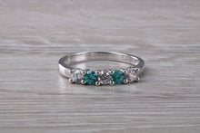 Load image into Gallery viewer, 9ct White Gold Blue and White C Z set Ring