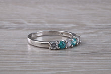 Load image into Gallery viewer, 9ct White Gold Blue and White C Z set Ring