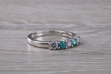 Load image into Gallery viewer, 9ct White Gold Blue and White C Z set Ring