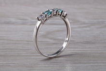 Load image into Gallery viewer, 9ct White Gold Blue and White C Z set Ring