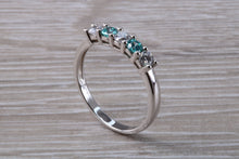 Load image into Gallery viewer, 9ct White Gold Blue and White C Z set Ring
