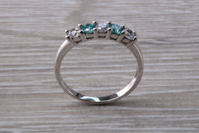 Load image into Gallery viewer, 9ct White Gold Blue and White C Z set Ring