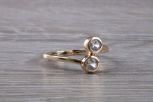 Load image into Gallery viewer, White Sapphire set Yellow Gold Crossover Ring