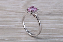 Load image into Gallery viewer, One carat Pink Sapphire and Diamond Halo set Ring