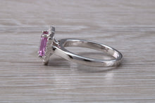 Load image into Gallery viewer, One carat Pink Sapphire and Diamond Halo set Ring