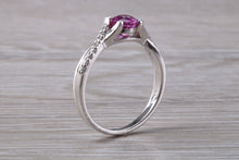 Load image into Gallery viewer, One carat Pink Sapphire and Diamond set White Gold Ring