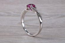 Load image into Gallery viewer, One carat Pink Sapphire and Diamond set White Gold Ring