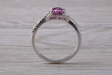 Load image into Gallery viewer, One carat Pink Sapphire and Diamond set White Gold Ring