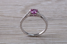 Load image into Gallery viewer, One carat Pink Sapphire and Diamond set White Gold Ring