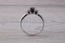 Load image into Gallery viewer, Unusual Combination of Blue and Pink Sapphire Trilogy Ring