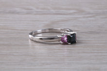 Load image into Gallery viewer, Unusual Combination of Blue and Pink Sapphire Trilogy Ring